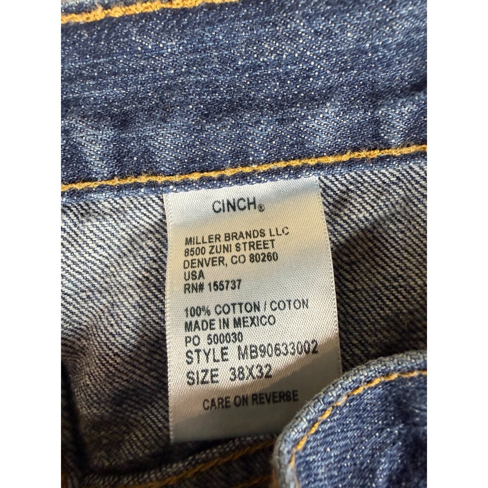 Cinch White Label Mens Relaxed Fit Straight Leg Blue Denim Jeans 38x32 Western - Picture 6 of 10